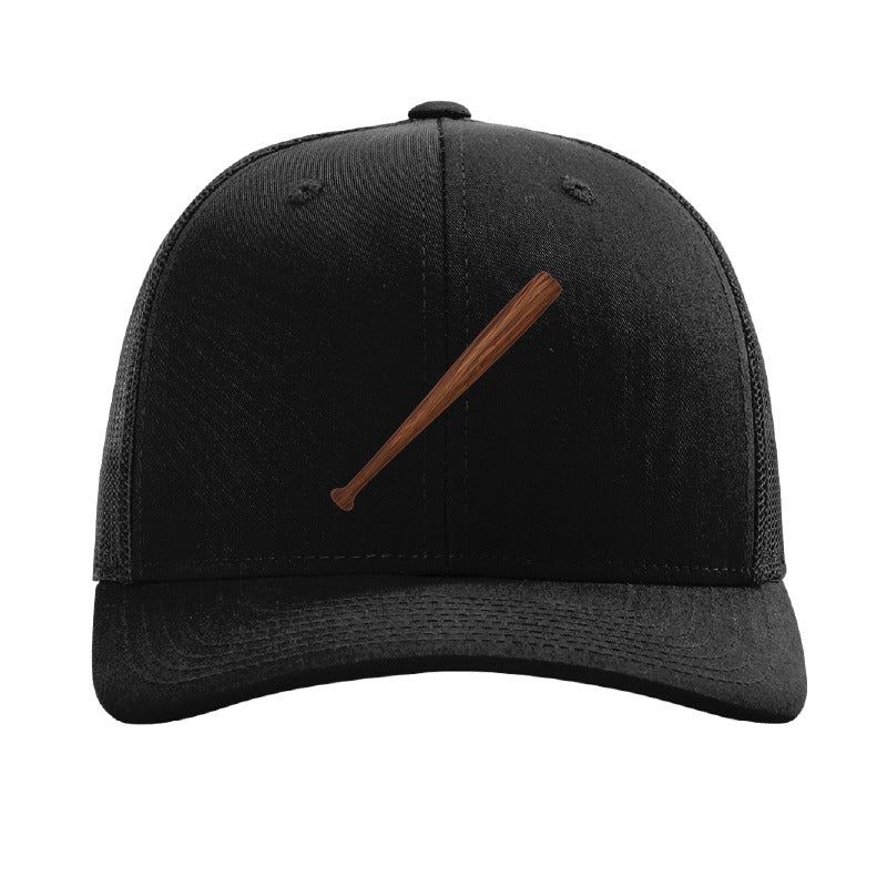 Wood baseball bat patch trucker hat, Cleveland grand slam and walk-off — Black