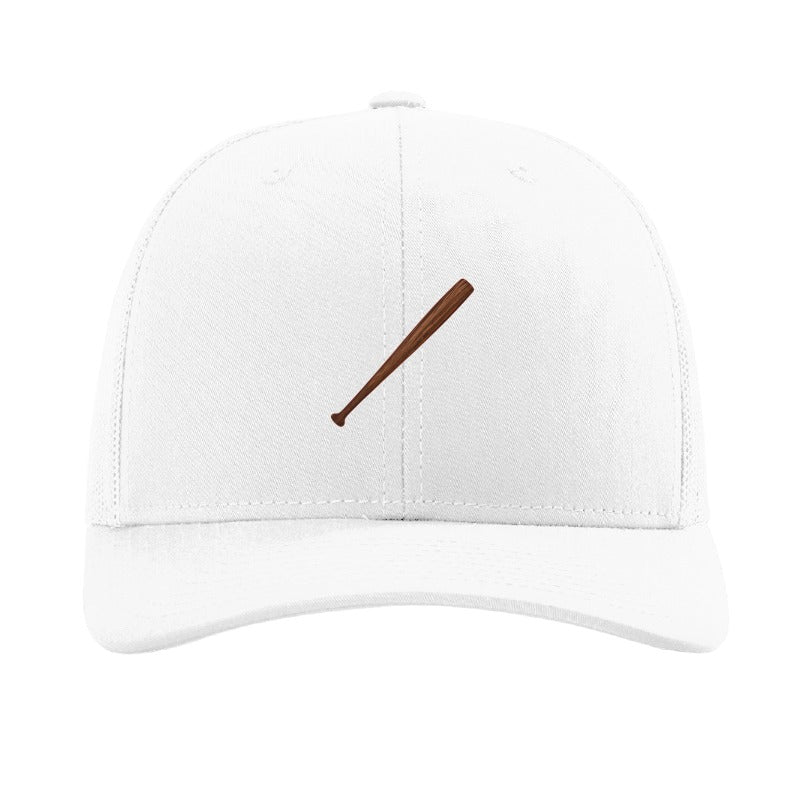 Wood baseball bat patch trucker hat, Cleveland grand slam and walk-off — White
