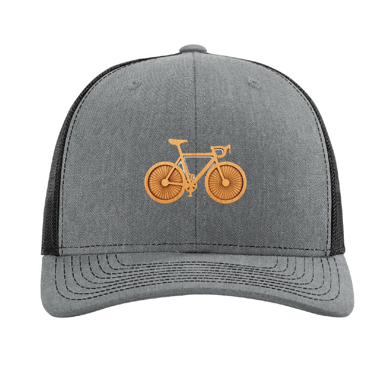 Wood bicycle patch trucker hat, Cleveland Lakefront Trail — Heather Grey/Black