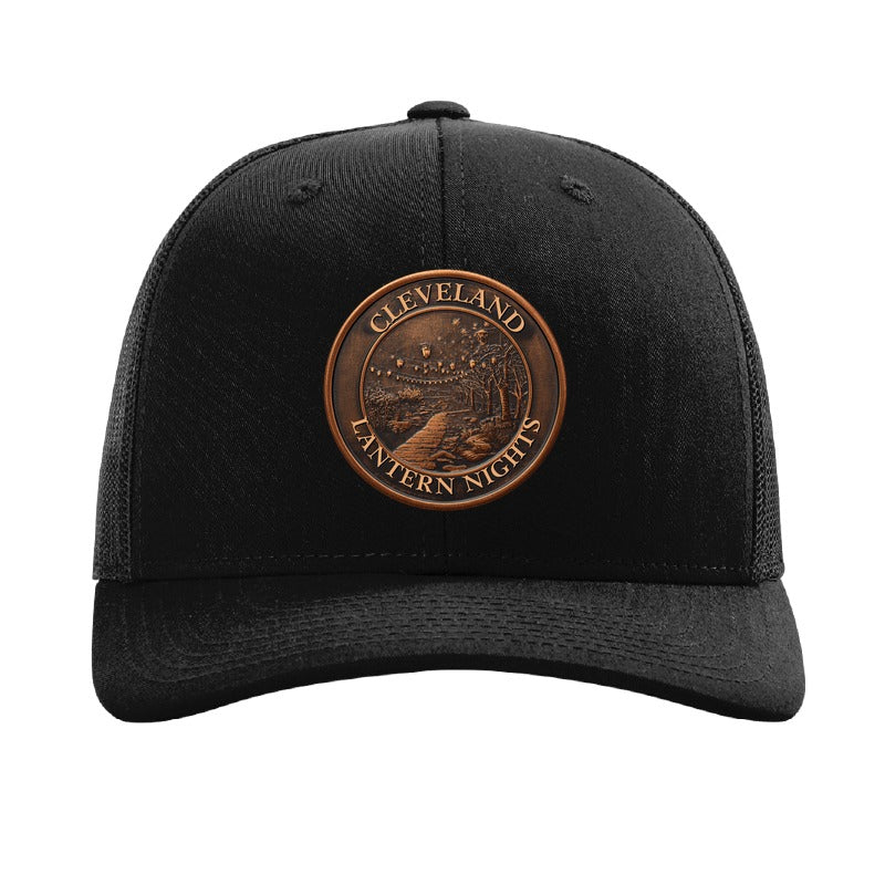 Cleveland Lantern Nights patch on a Richardson 112 trucker hat, Black