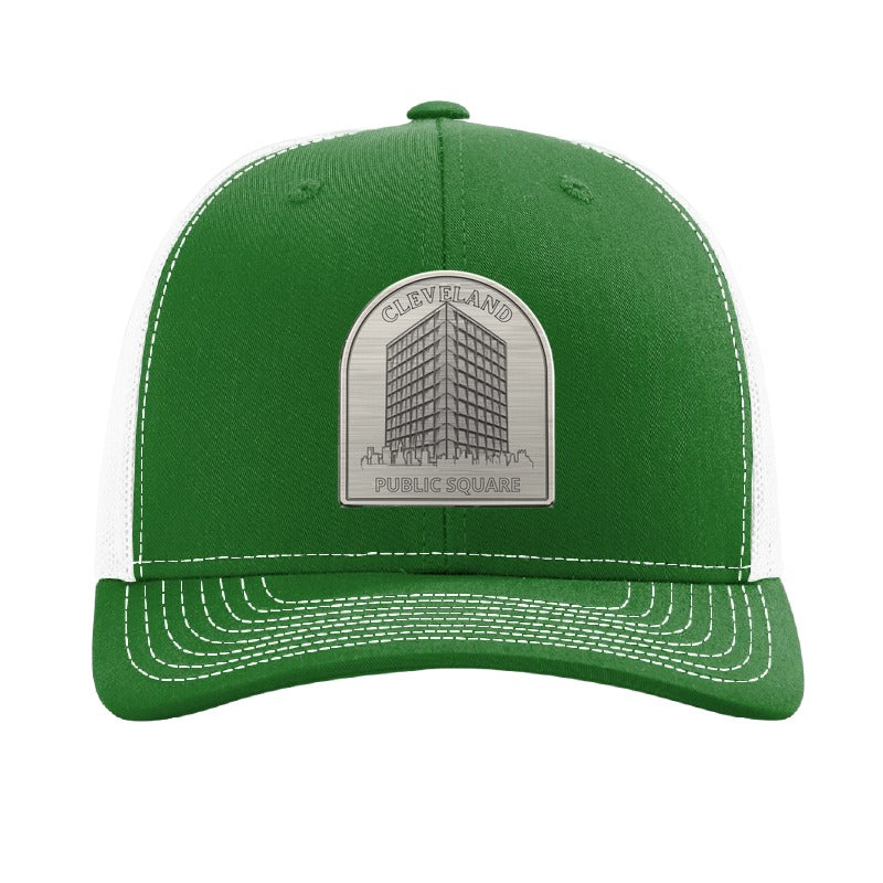 Cleveland Public Square mural patch hat — Kelly Green/White