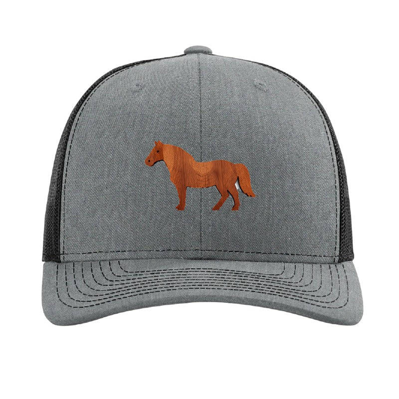 Wood horse patch trucker hat, Cleveland mounted unit — Heather Grey/Black