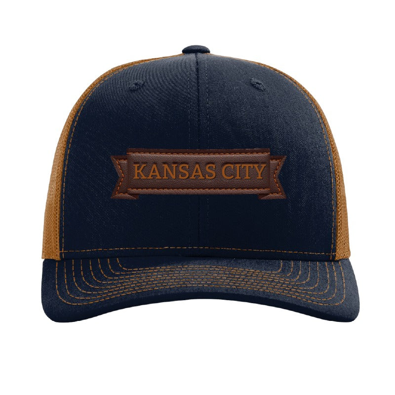 Kansas City inflatable hot dog patch hat — Navy/Caramel