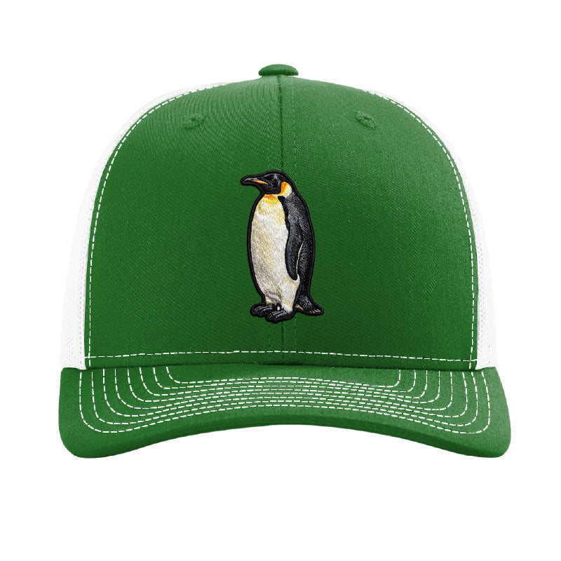 Embroidered penguin patch trucker hat, Kerguelen Islands - Kelly/White