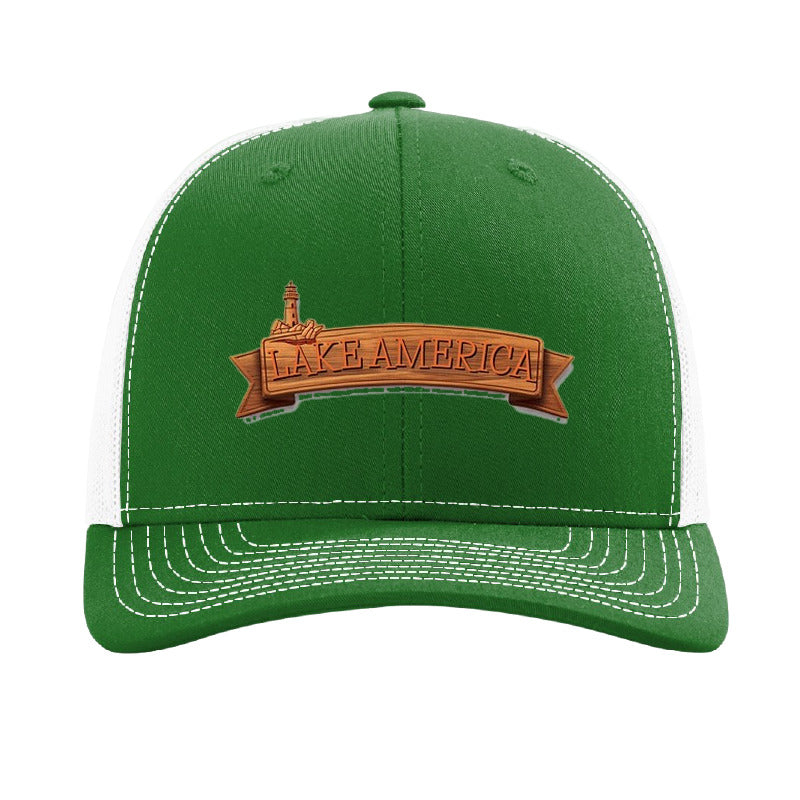 Lake America Ribbon patch hat - Kelly Green/White
