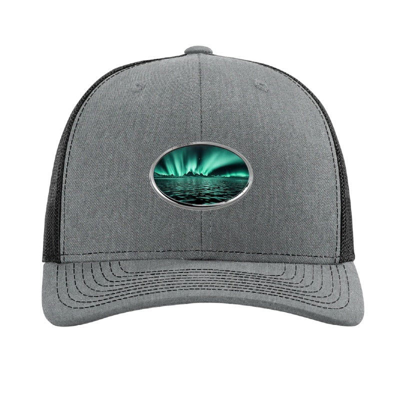 Lake Superior Aurora Trucker Hat — Heather Grey/Black
