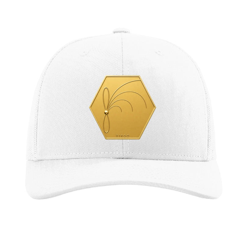 Gold-tone magnetar patch trucker hat, Virgo radio burst - White
