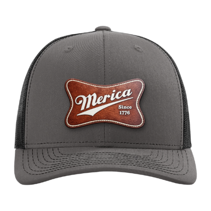 Merica Since 1776 Patriotic Trucker Hat – Americana Camo Leather Patch Hat