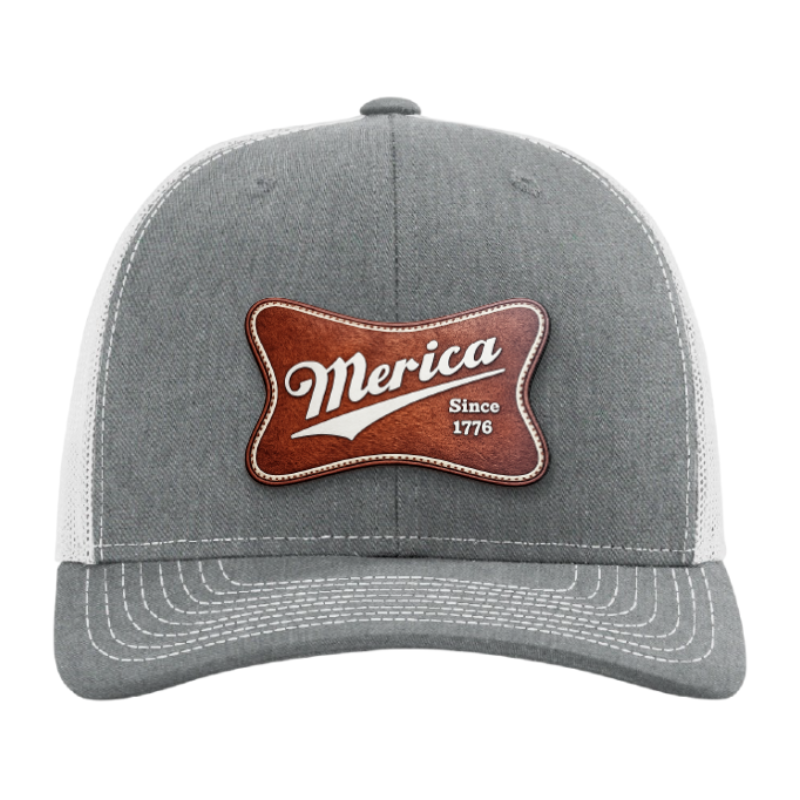 Merica Since 1776 Patriotic Trucker Hat – Americana Camo Leather Patch Hat