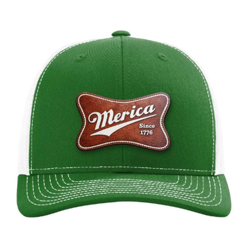 Merica Since 1776 Patriotic Trucker Hat – Americana Camo Leather Patch Hat