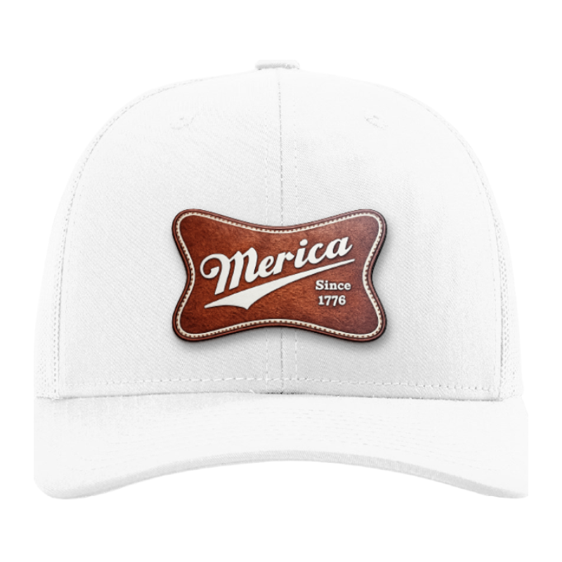 Merica Since 1776 Patriotic Trucker Hat – Americana Camo Leather Patch Hat