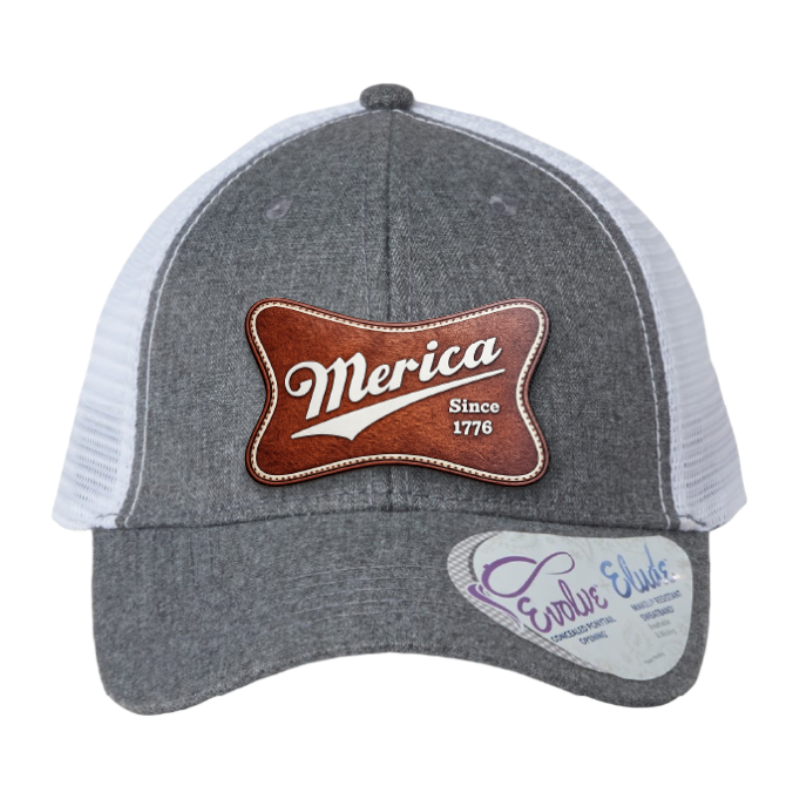 Merica Since 1776 Patriotic Trucker Hat – Americana Camo Leather Patch Hat