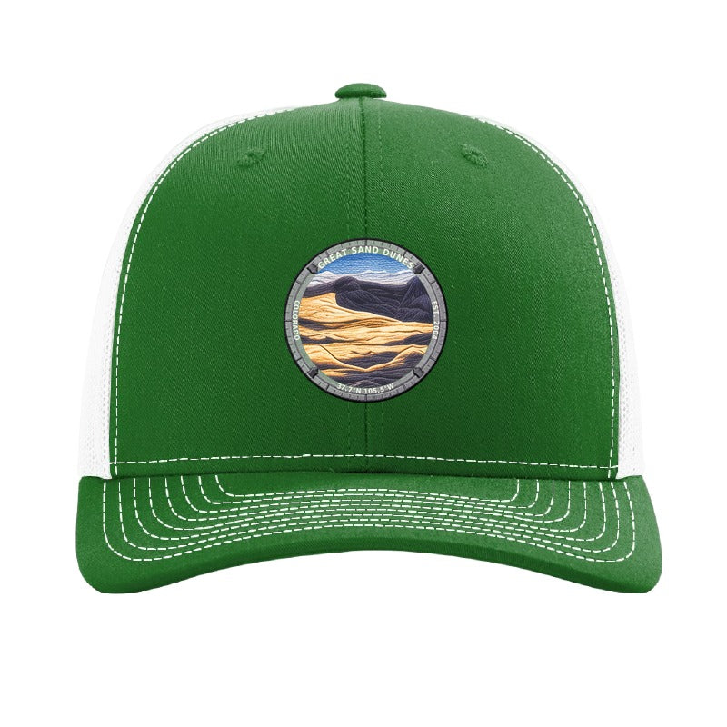 Great Sand Dunes National Park patch hat — Kelly Green/White