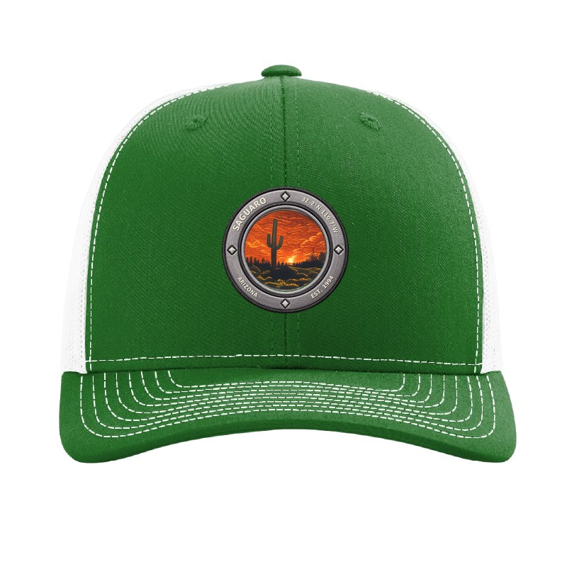 Saguaro National Park patch hat — Kelly Green/White