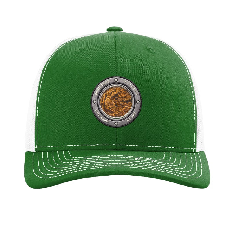 Wind Cave National Park patch hat — Kelly Green/White