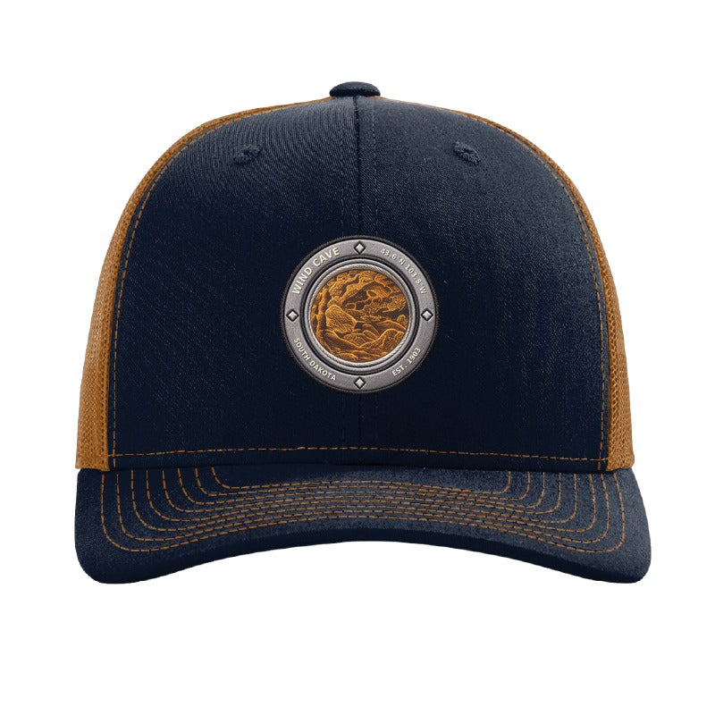 Wind Cave National Park patch hat — Navy/Caramel