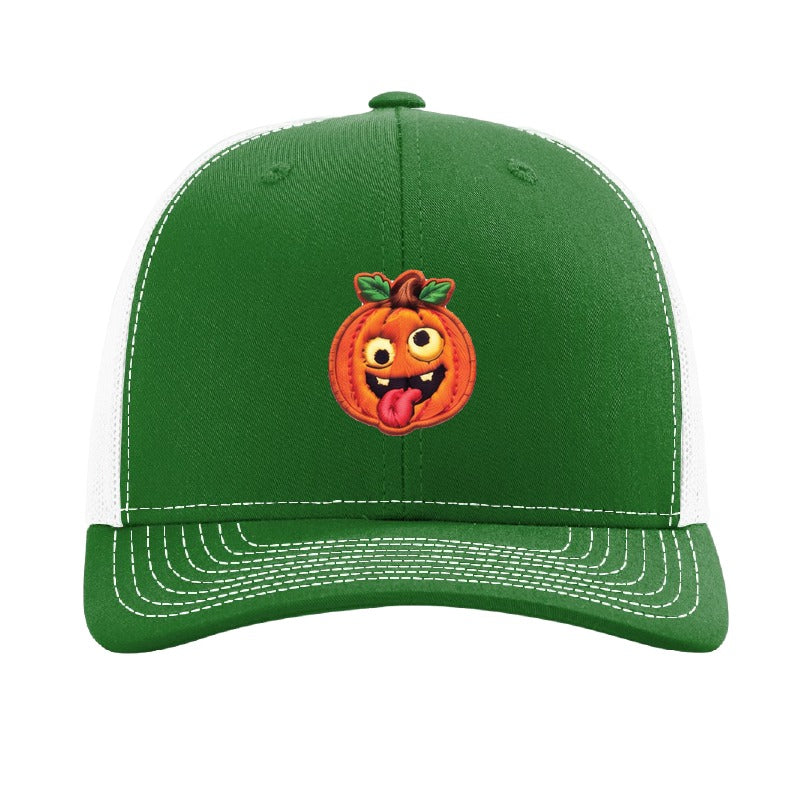 Wild Eyes jack-o'-lantern patch hat — Kelly Green/White