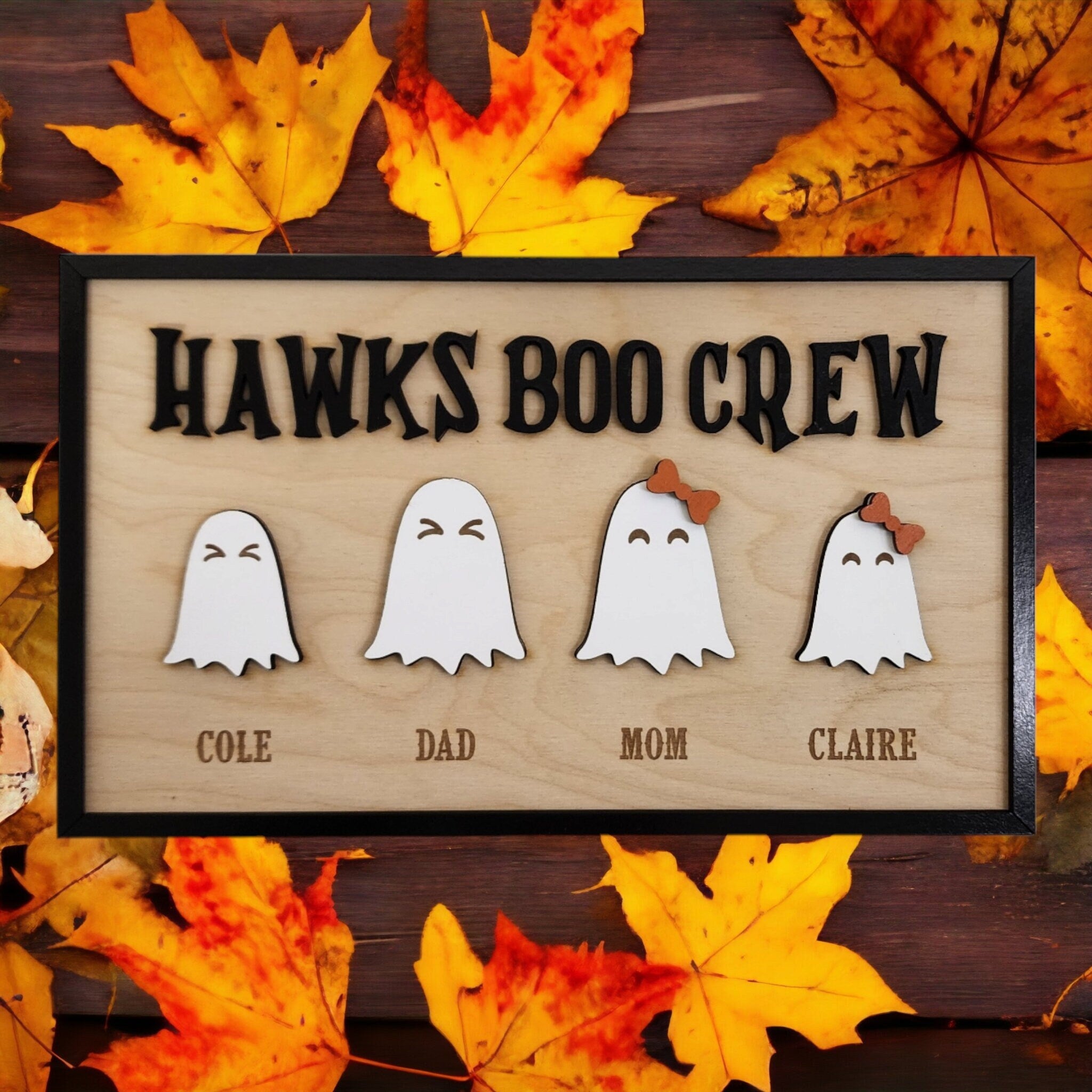 Personalized Ghost Family Sign with Pets, The Boo Crew, Halloween Decor for Spooky Season