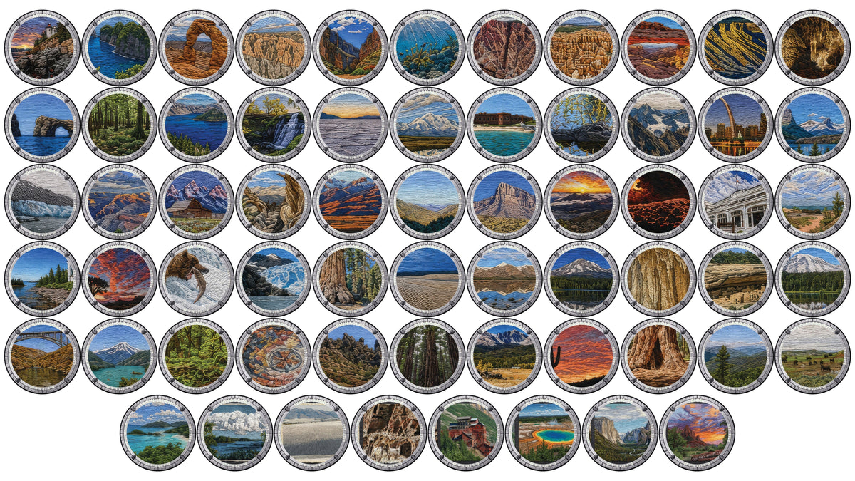 The National Park Series — a circular SolidCore Embroidery badge for each of the 63 U.S. national parks