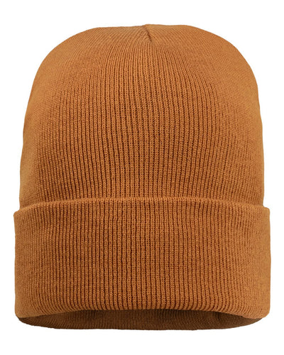 Cuffed Sherpa Lined Beanie with Custom Engraved Leather Patch