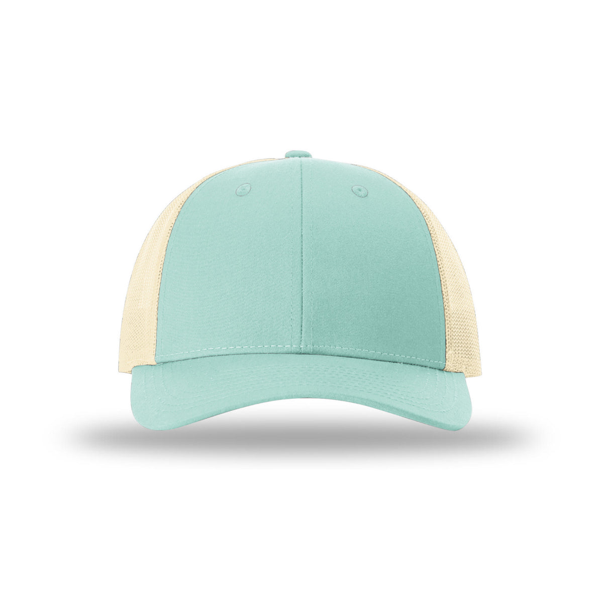 Richardson 115 Low Pro Trucker hat, Aruba Blue/Birch, front view