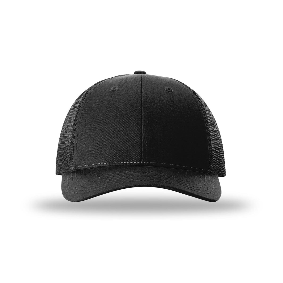 Richardson 115 Low Pro Trucker hat, Black, front view