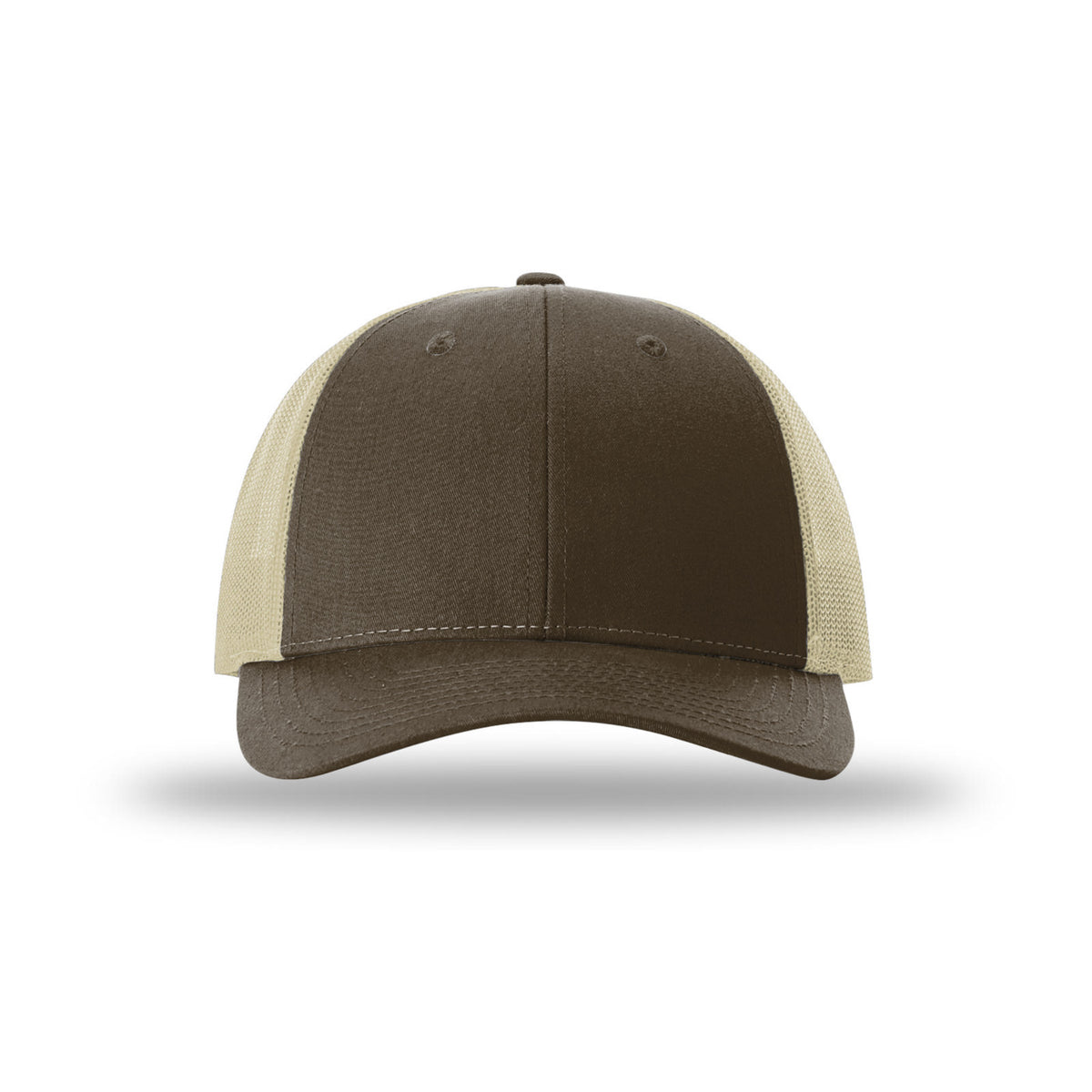 Richardson 115 Low Pro Trucker hat, Brown/Khaki, front view