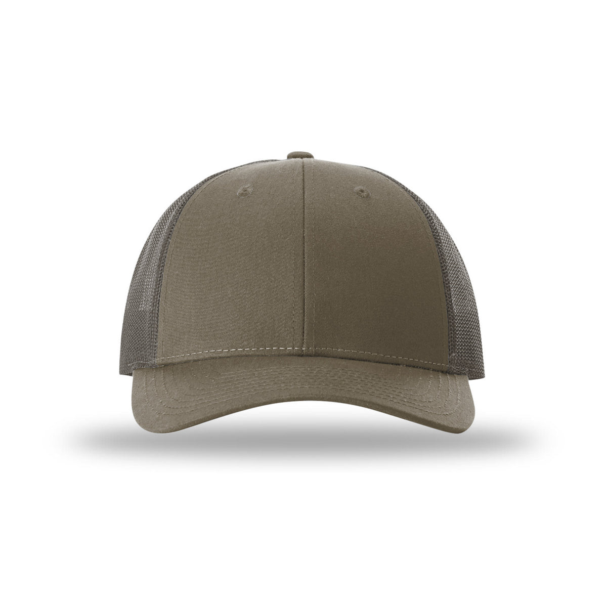 Richardson 115 Low Pro Trucker hat, Chocolate Chip/Grey Brown, front view