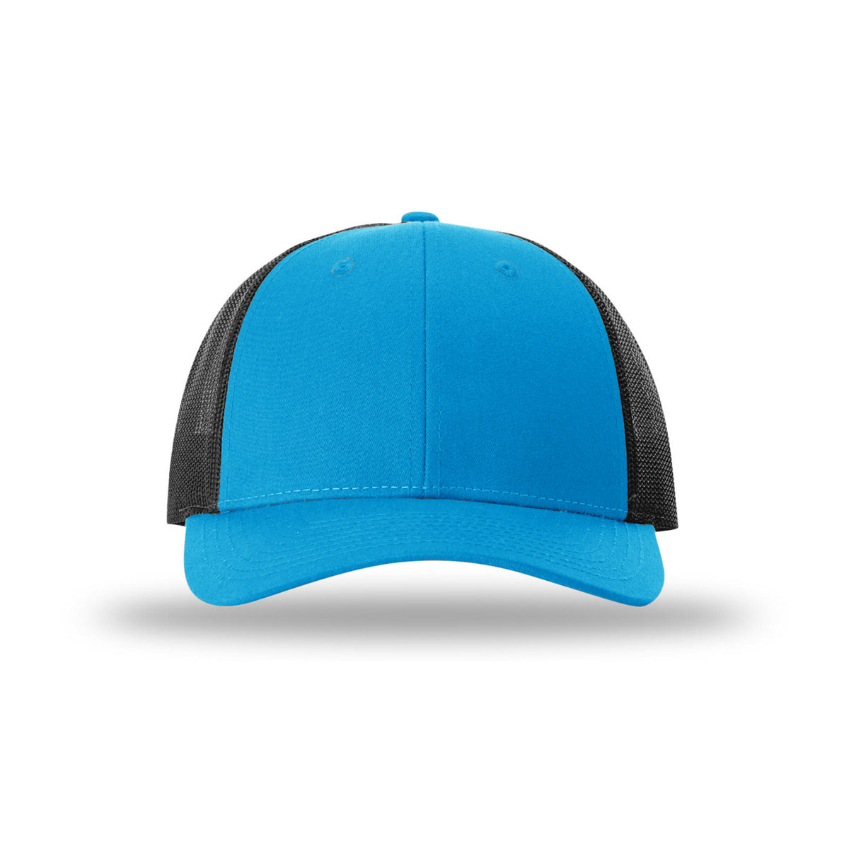 Richardson 115 Low Pro Trucker hat, Cyan/Black, front view