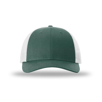 Richardson 115 Low Pro Trucker hat, Heather Dark Green/Silver, front view