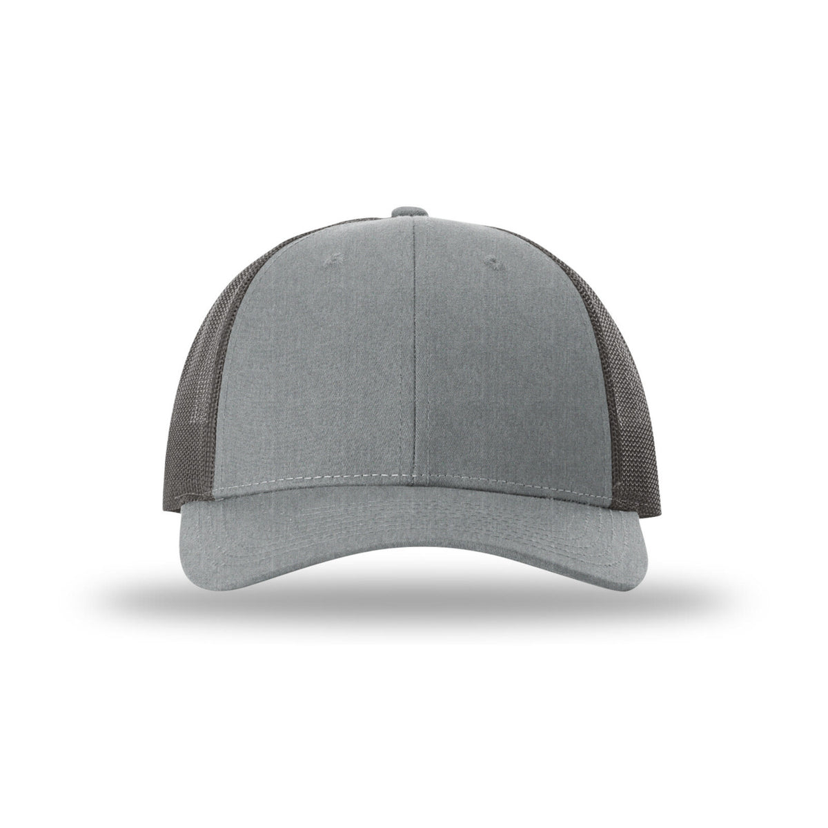 Richardson 115 Low Pro Trucker hat, Heather Grey/Dark Charcoal, front view