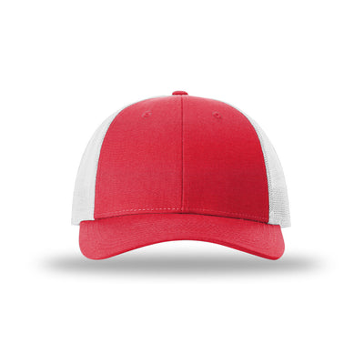 Richardson 115 Low Pro Trucker hat, Heather Red/Light Grey, front view