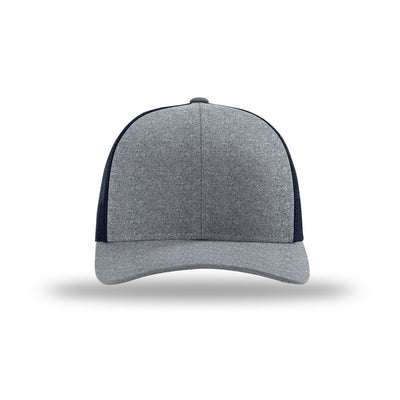 Richardson 115CH Low Pro Heather Trucker hat, Navy Heather/Navy, front view