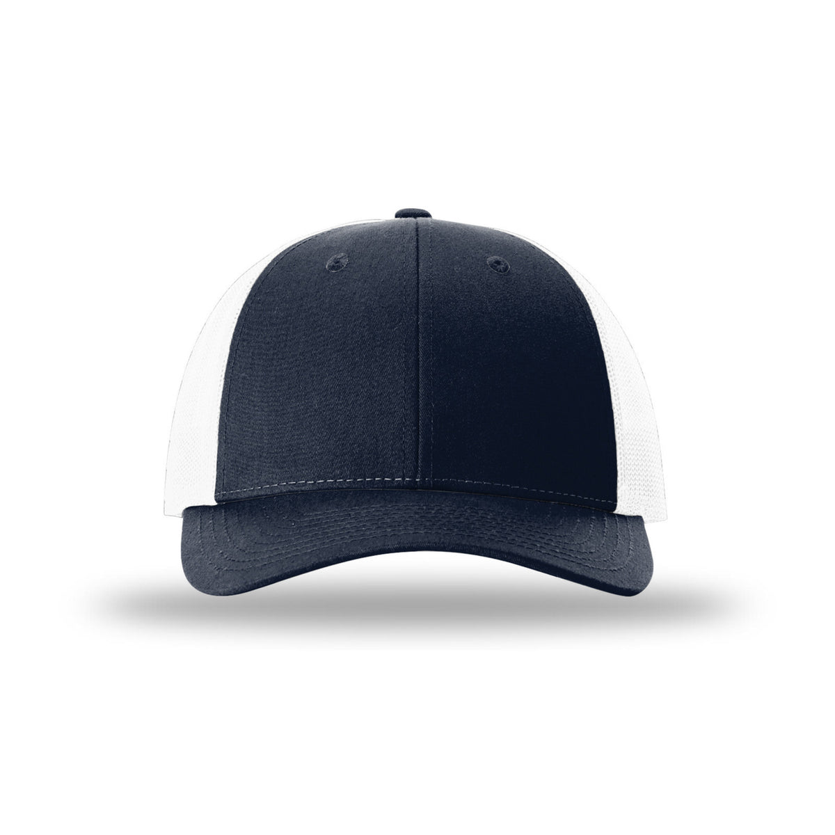 Richardson 115 Low Pro Trucker hat, Navy/White, front view