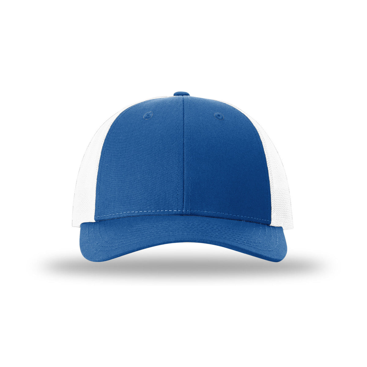 Richardson 115 Low Pro Trucker hat, Royal/White, front view