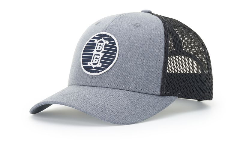 Richardson 115 Low Pro Trucker hat in heather grey and dark charcoal