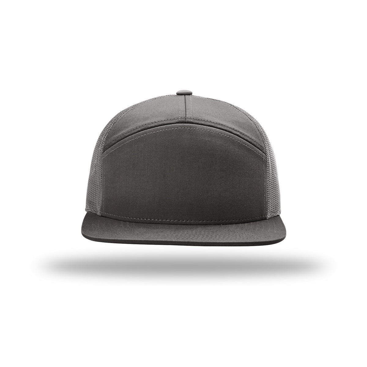 Richardson 168 seven panel mesh back hat in charcoal, front view