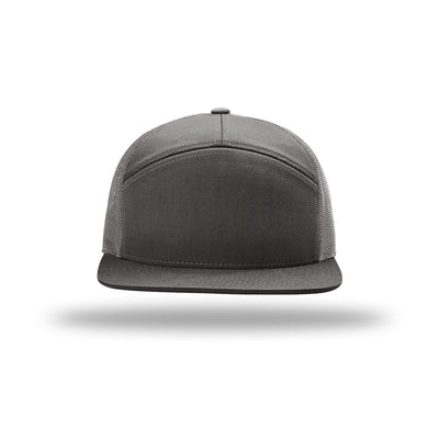 Richardson 168 seven panel mesh back hat in charcoal, front view