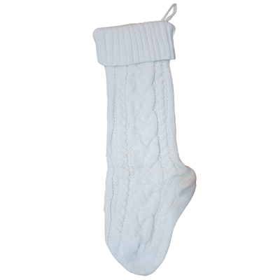 Knit Christmas Stocking with Personalized Leather Patch