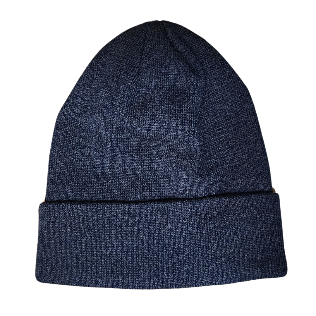 Cuffed Beanie with Custom Engraved Leather Patch - All Sizes