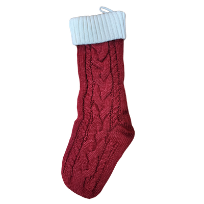 Knit Christmas Stocking with Personalized Leather Patch