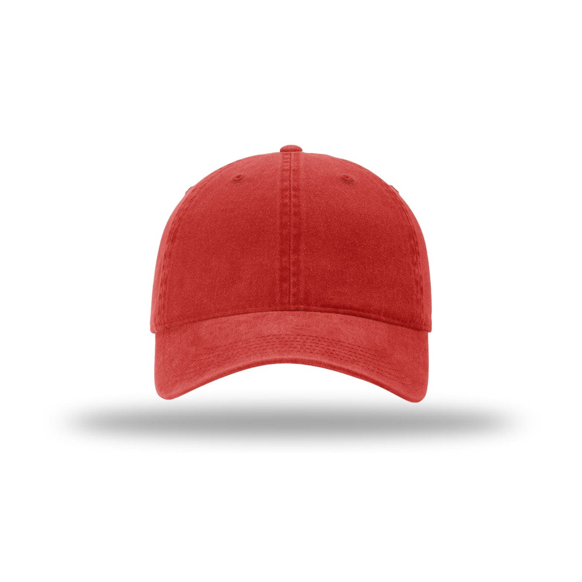 Richardson 324 pigment dyed and washed trucker hat in red, front view