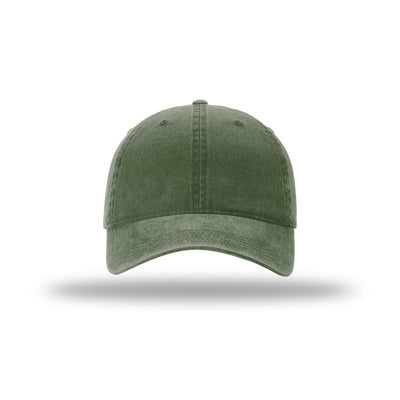 Richardson 324 pigment dyed and washed trucker hat in light olive, front view
