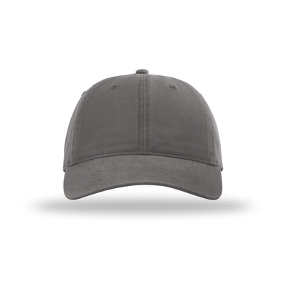 Richardson 326 garment washed brushed twill dad hat in charcoal, front view