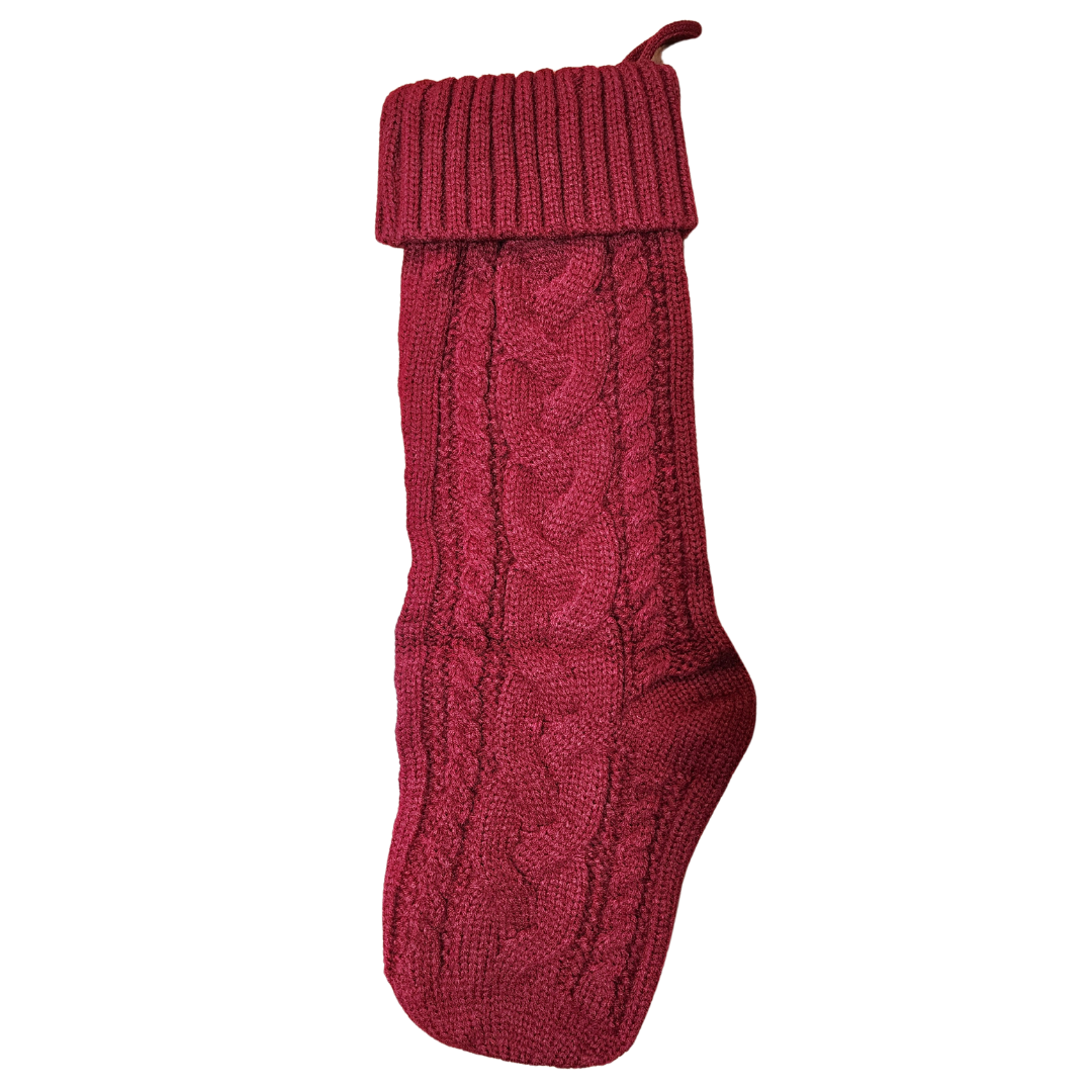 Knit Christmas Stocking with Personalized Leather Patch