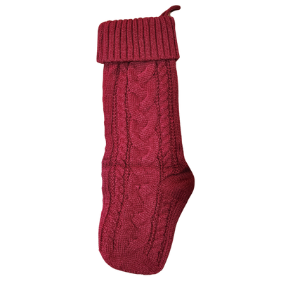 Knit Christmas Stocking with Personalized Leather Patch