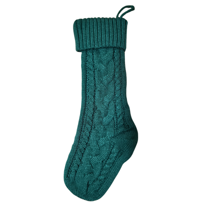 Knit Christmas Stocking with Personalized Leather Patch