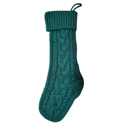 Knit Christmas Stocking with Personalized Leather Patch