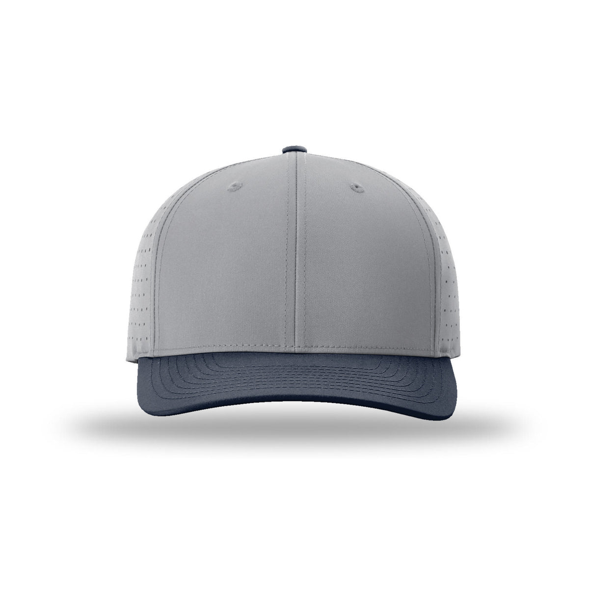 Richardson 632 Laser Perf R-Flex hat, Grey/Navy, front view