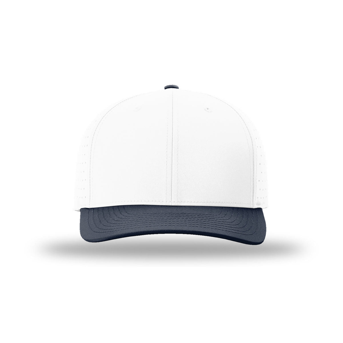 Richardson 632 Laser Perf R-Flex hat, White/Navy, front view